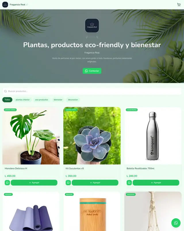 Plantas, productos eco-friendly y bienestar