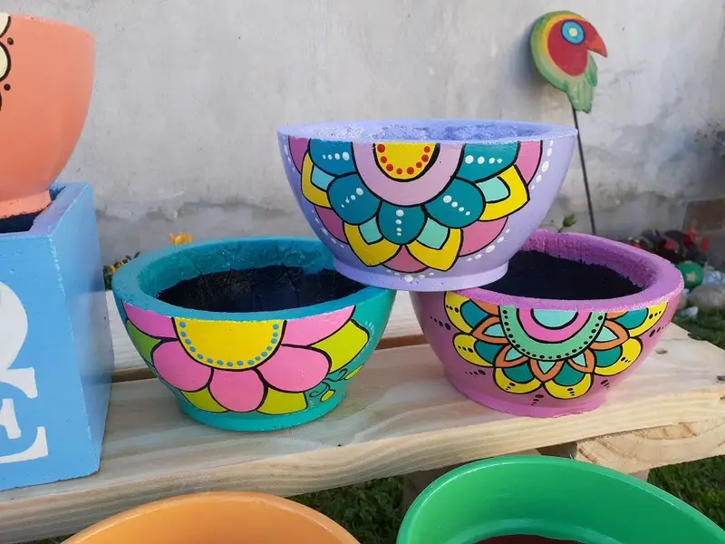 Maceta Barro Decorada